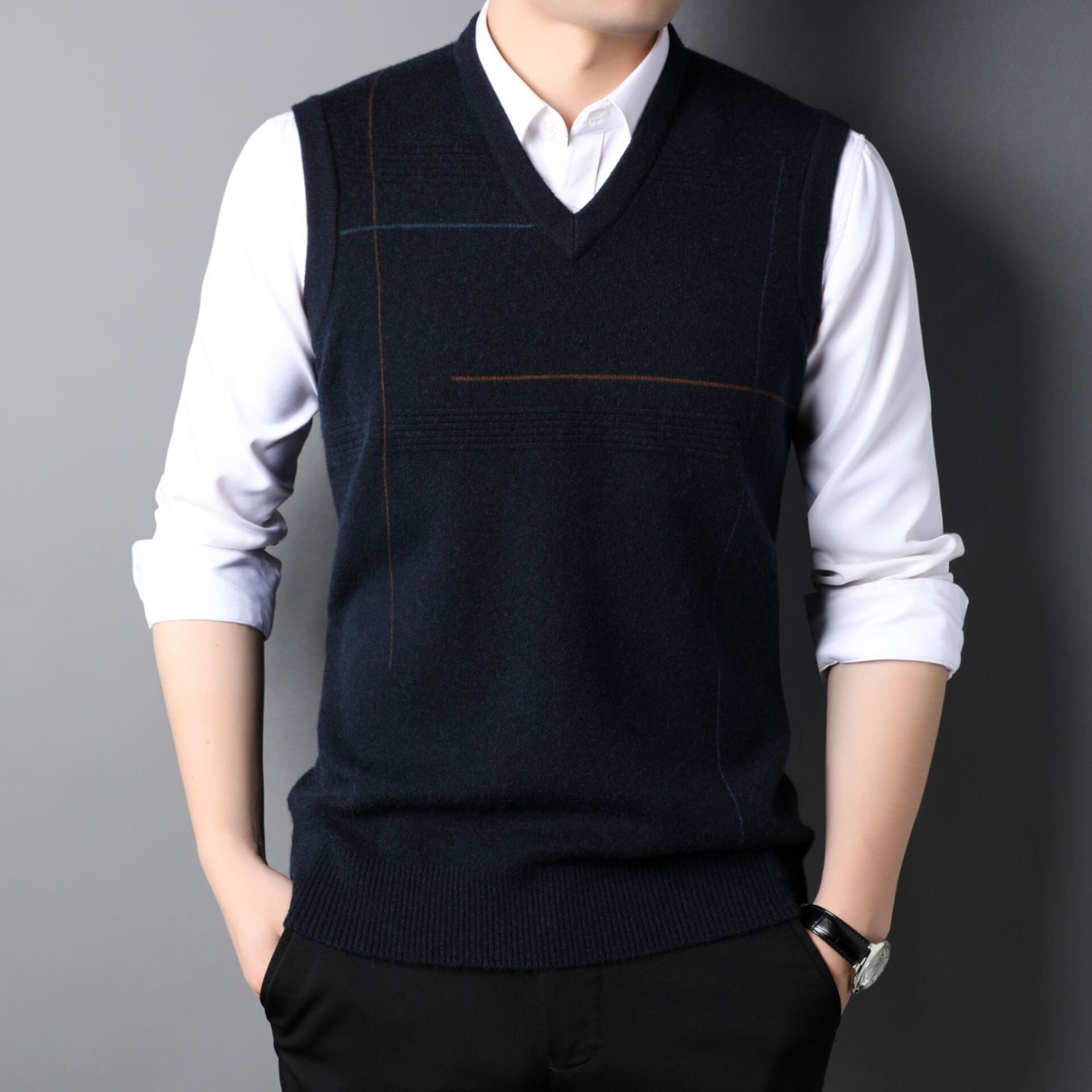 Autumn New Men's Fashion Casual V-Neck Knitted Vest